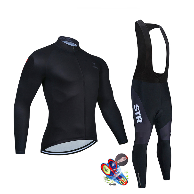 Mountain Biking Clothes - Outono preto conjunto camisa de ciclismo